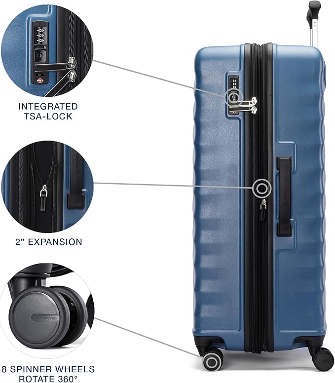 Travelpro Maxlite Air V2 Hardside Expandable Checked Luggage, 8 Spinner Wheels, Lightweight Hard Shell Suitcase, TSA lock, Ensign Blue, Checked Large 28-Inch