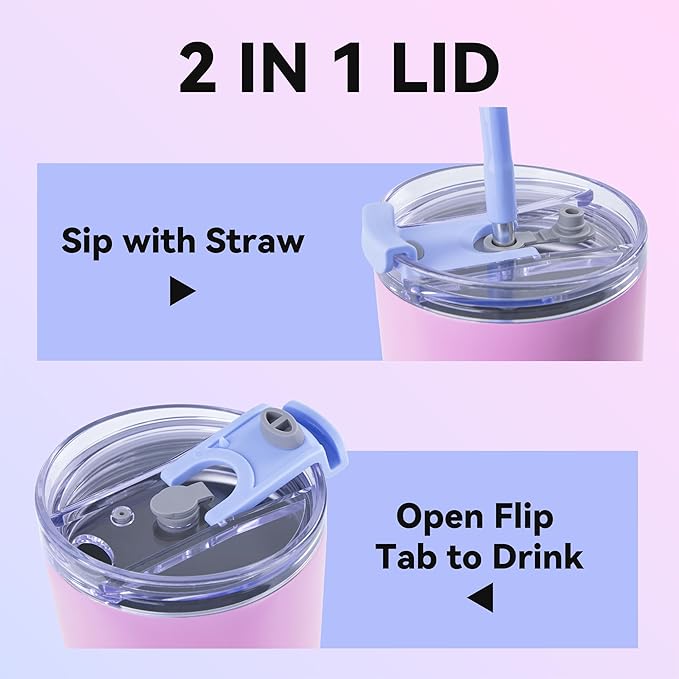 VEGOND 30 oz Insulated Stainless Steel Tumblers with lid and straw Bulk Pack Coffee Mug with Non-Slip Silicone Base, Sweat Proof Powder Coated Cup for Hot Cold Drinks, Blue and Purple 8Pack