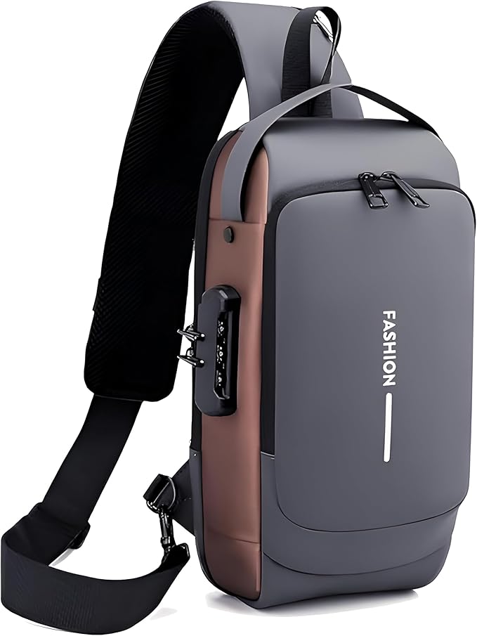 Unisex Anti-Theft Sling Bag with USB Port, Water-Resistant Crossbody Chest Backpack for Travel & Work