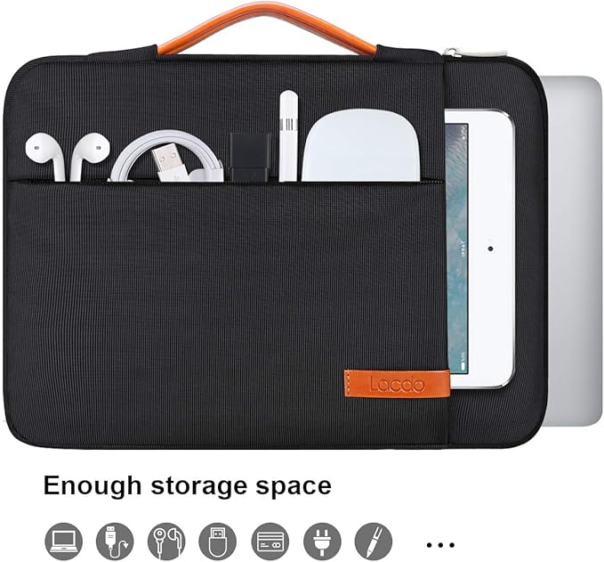 Lacdo 360° Protective Chromebook Case 11 Inch Laptop Sleeve for 11 Inch Acer HP Lenovo Dell Samsung ASUS Chromebook Spin 311, 13 Inch Microsoft Surface Pro 11th Copilot+PC/10/9/8/X Computer Bag, Black