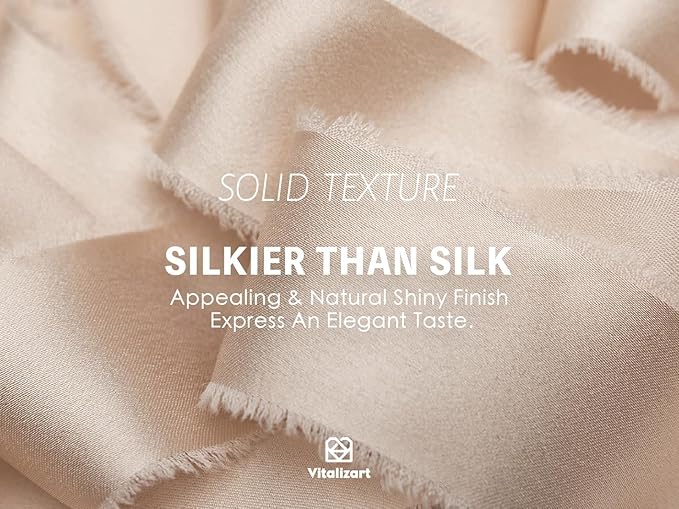 Vitalizart Silk Satin Ribbon 1 Inch x 15 Yard Wooden Spool Light Nude Handmade Frayed Ribbon for Gift Wrapping Baby Shower Wedding Bridal Bouquets Holiday Decor 3 Rolls x 5 Yard