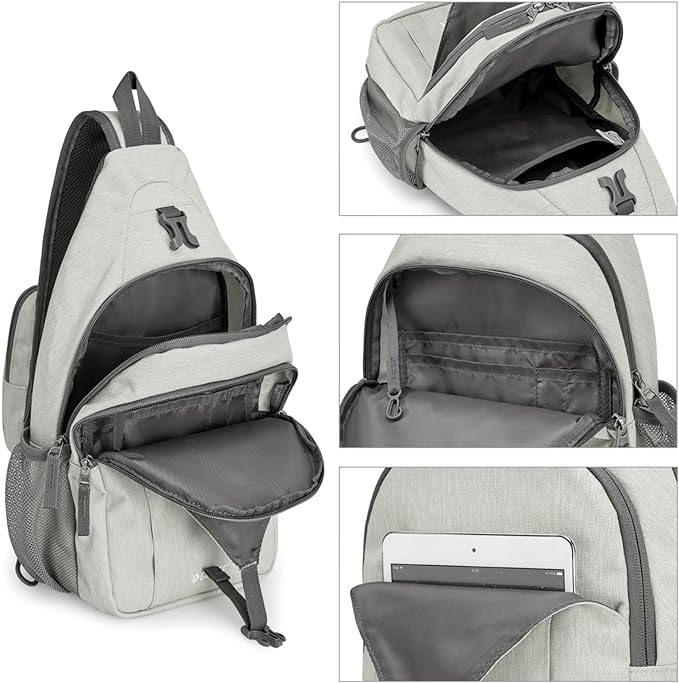 G4Free Sling Bag RFID Blocking Sling Backpack Crossbody Chest Bag Daypack for Hiking Travel(Gainsboro)