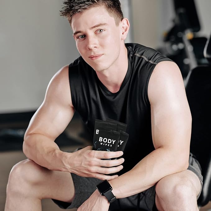 Treela 300 Pcs Bulk Deodorant Large Body Wipes Individually Wrapped Wet Wipes Travel Size for Adults Shower for Homeless Supplies Hygiene Personal Cleansing for Hiking Gym(12" X 12'',Black)