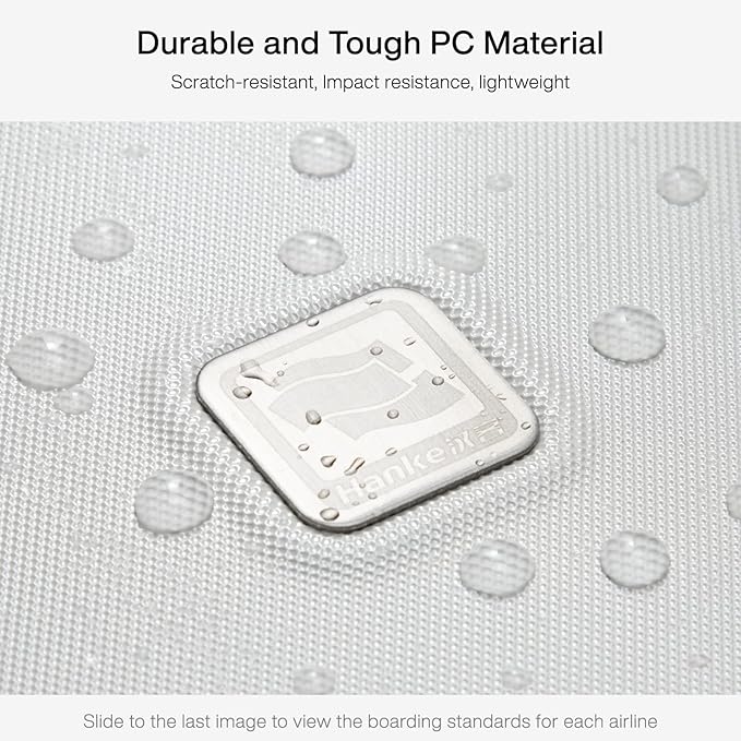 Hanke Grace Expandable Carry On Luggage with Wheels Airline Approved Hard Shell Suitcases with Front Pocket，Top Opening Luggage with TSA Lock for Short Business Travel, Smoke White.