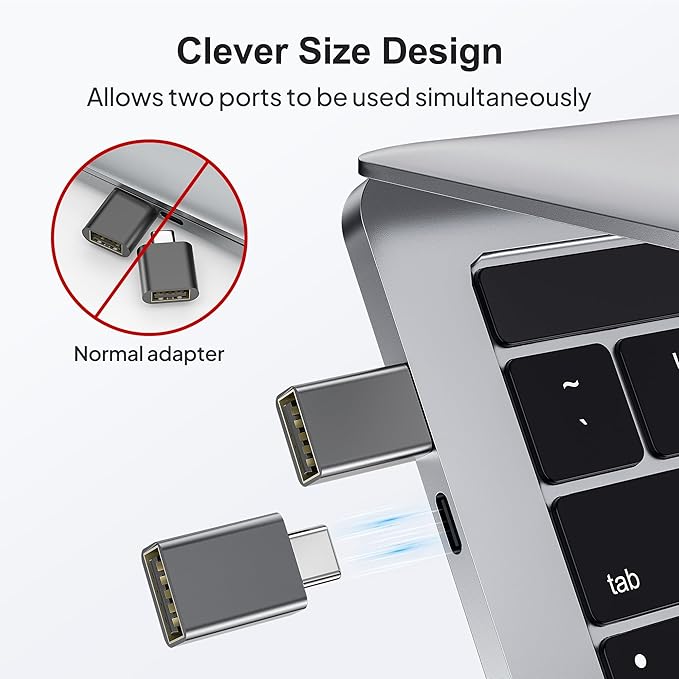 Elebase USB C to USB Adapter 4Pack,USBC Male to USB 3.0 Female MacBook Pro Air Adaptor,Type C Thunderbolt 3 OTG Converter for Flash Thumb Drive,Apple iPhone 17 16 16e 15,iPad mini,Mac,Samsung S25 S24