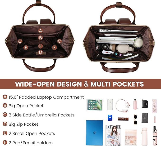 LOVEVOOK Leather Laptop Backpack