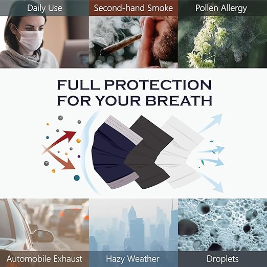 CSD Colo 50 Pcs Navy Blue Disposable Face Masks, 3 Ply Adult Mask with Elastic Ear Loop, Nose Bridge Clip, Breathable Comfortable Mask Great for Indoor, Outdoors Use (Denim Blue)