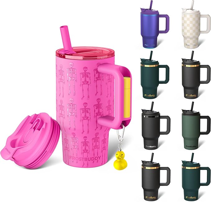 Thicc Buddy - 16 oz Stainless Steel Vacuum Insulated Tumbler with Lid and Straw for Water - Travel Mug Cupholder Friendly - Gifts for Women Men Him Her