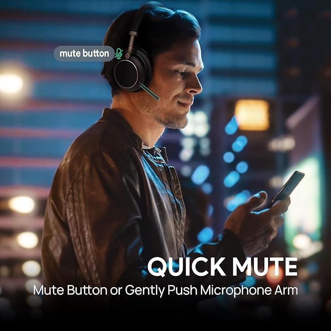 Yealink BH76 Plus UC Wireless Headset for Work, Bluetooth Headsets with Microphone Active Noise Cancelling, Retractable Mic Arm, ANC Business Headsets for Teams Zoom Meeting Call, Switchable Earpads