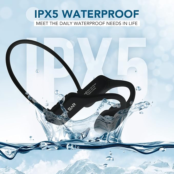 The new second-generation bone conduction headphones waterproof, ENC noise concelling and Ear friendly,painless headset,lightweight,safety and portable earphone. (black)