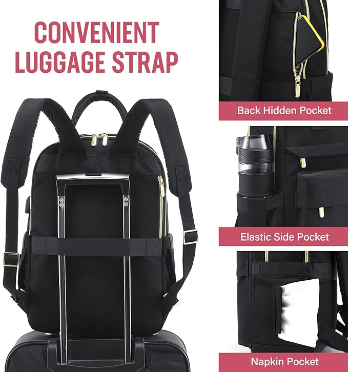 LOVEVOOK Laptop Backpack for Women 15.6 Inch Laptop Bag with USB Port, Fashion Waterproof Backpacks Teacher Nurse Stylish Travel Bags Vintage Daypacks Bookbag for College School Work