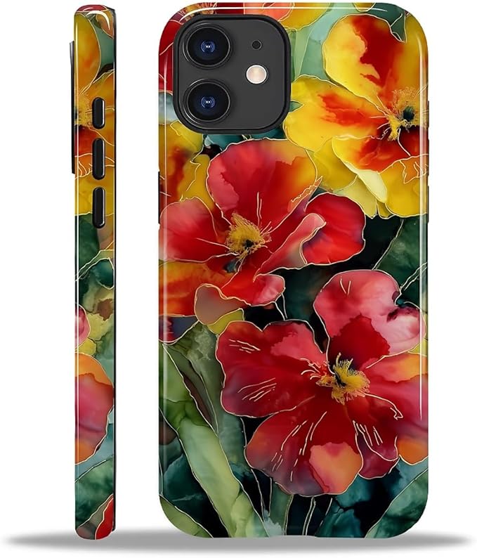 Case for iPhone 11 Case,Vintage Floral Girly Design - Hybrid Dual Protection Silicone + Hard PC Shockproof Full Body Cover Slim Anti-Scratch Protective Case for Men Women