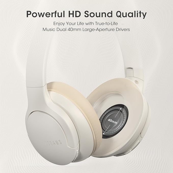 DOQAUS Upgrade Bluetooth Headphones Over Ear, 90H Playtime BT 5.3 Wireless Headphone EQ Modes, Built-in HD Mic, HiFi Stereo Sound, Deep Bass, Memory Foam Cups for Phone/PC&Travel/Gym/Workout