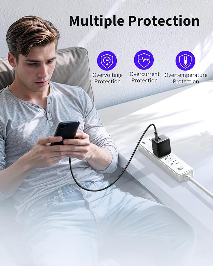 USB C Charger Block, 30W USB C Charger Fast Charging, Dual-Port Compact with Foldable Plug, Compatible with 16/16 Pro/15/15 Plus/15 Pro/15 Pro Max/14/13/12/11