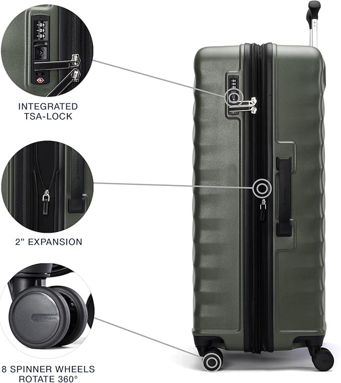 Travelpro Maxlite Air V2 Hardside Expandable Checked Luggage, 8 Spinner Wheels, Lightweight Hard Shell Suitcase, TSA lock, Slate Green, Checked Large 28-Inch
