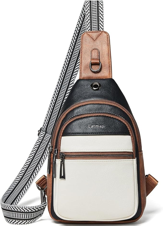 7L Sling Bag For Women Faux Leather Anti Theft Small Casual Daypack Backpack Fanny Pack Crossbody Chest Bags Purse Waterproof