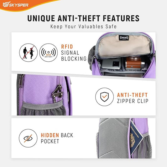 SKYSPER Sling Bag RFID Cross Body Bag Recycled Crossbody Backpack Travel Daypack