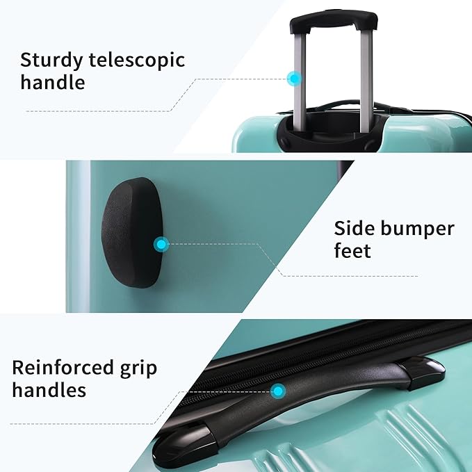 Merax Luggage Sets 3 Piece, Hardside Expandable Suitcase Set with Spinner Wheels, Lightweight Gradient Color Luggage 20+24+28 IN,Gradient Blue