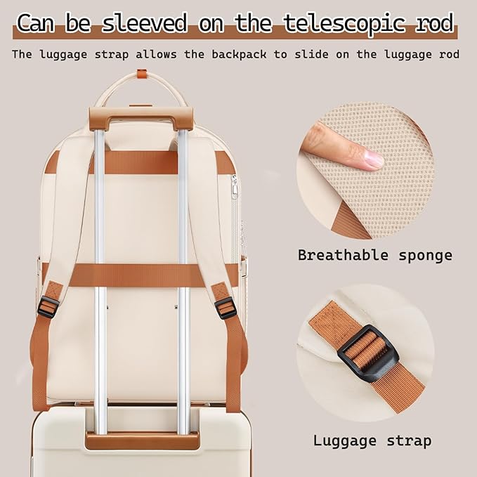 Melalenia Suitcase Sets 6 Piece Hard Shell Carry on Luggage with Spinner Wheels and TSA Lock, Lightweight Travel Backpack for Women, Beige Brown