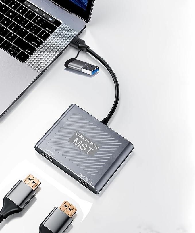 USB HUB with Dual HDMI,USB A to HDMI and USBC to hdmi Ports UABA/C to HD 1080P/60Hz +4K30Hz(USB A/C to Dual hd HUB)