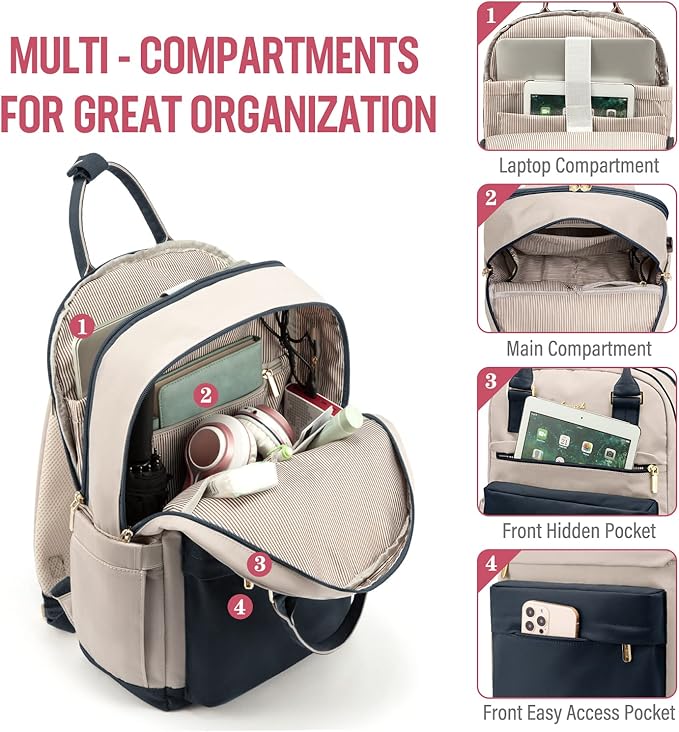 LOVEVOOK Laptop Backpack for Women 15.6 Inch Laptop Bag with USB Port, Fashion Waterproof Backpacks Teacher Nurse Stylish Travel Bags Vintage Daypacks for College Work