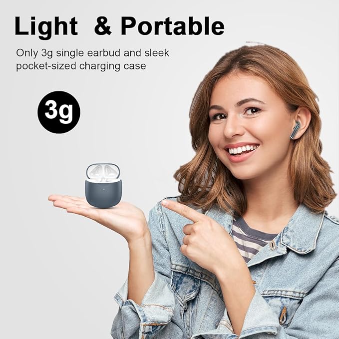 Wireless Earbuds, Bluetooth 5.4 Headphones in Ear with Noise Cancelling Mic, Bluetooth Earbuds Stereo Bass, IP7 Waterproof Sports Earphones, 32H Playtime USB C Charging Ear Buds Gray for Android iOS