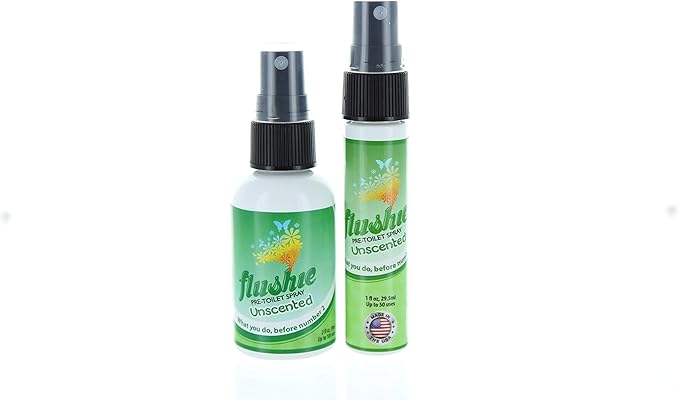 Flushie Pre-Toilet Spray for Poop Travel Size Toiletries Bathroom Spray for Poop Spray for Toilet Deodorizer Traveling Essentials Poop deodorizer Poop Odor eliminator… (Unscented, 2oz 3pack)