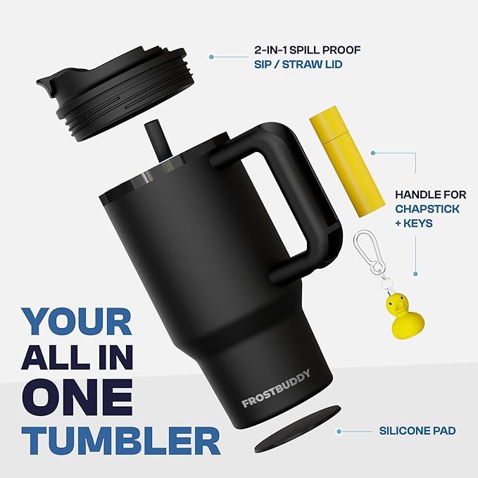 Frost Buddy Thicc Buddy - 16 oz Stainless Steel Vacuum Insulated Tumbler with Lid and Straw for Water - Travel Mug Cupholder Friendly - Gifts for Women Men Him Her (Aurora)