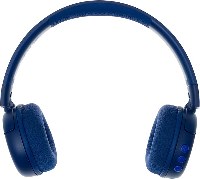 BuddyPhones POP Fun | Foldable Bluetooth Kids Headphones + Microphone, Works Wired or Wireless - SafeAudio Volume Limiting for iPhone/iPad/Tablet/PC and More (Blue)