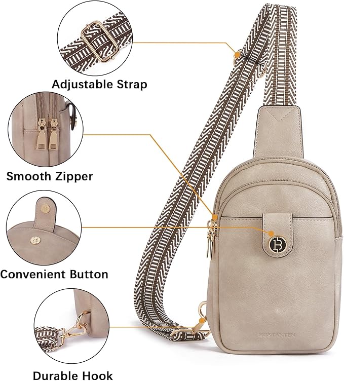 BOSTANTEN Small Sling Bag Crossbody Bags for Women Trendy Crossbody Purse Leather Chest Bag