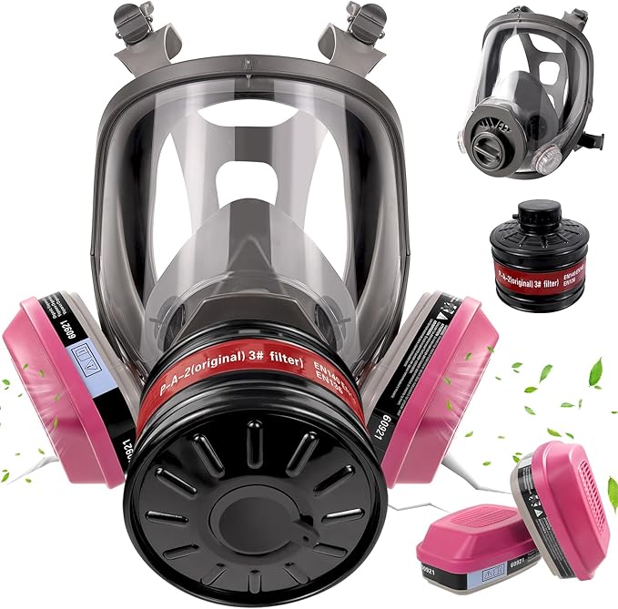 Full Face Respirator Mask - Gas Mask with Filter Cartridges for Painting, Sanding, Asbestos, Fume, Resin and Dust