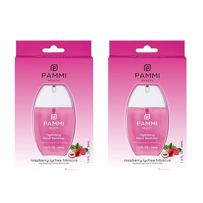 PAMMI Hand Sanitizer Spray Travel Size - Mini Scented Hand Sanitizer Spray Quicky Dry, Pocket Scented Hand Saniztier - 600-Sprays (2 Packs (Raspberry Lychee))