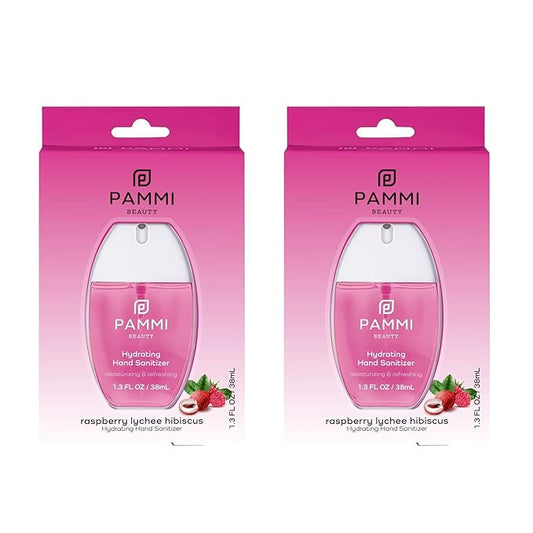 PAMMI Hand Sanitizer Spray Travel Size - Mini Scented Hand Sanitizer Spray Quicky Dry, Pocket Scented Hand Saniztier - 600-Sprays (2 Packs (Raspberry Lychee))