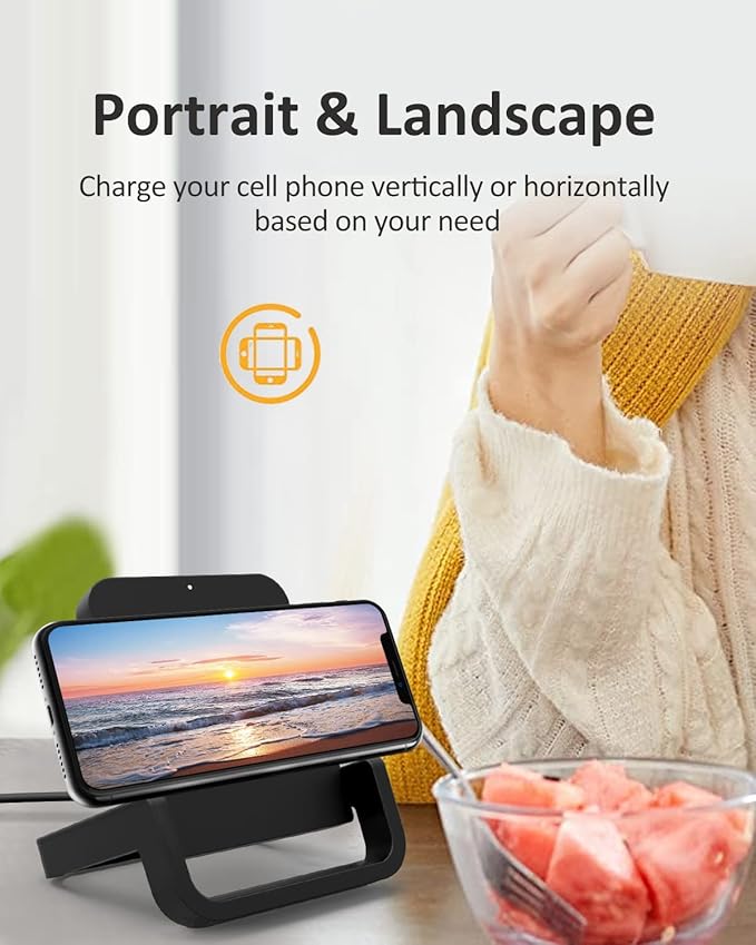 Fast Wireless Charger 10W Charging Stand Compatible with iPhone 13 12 11 Pro XR XS X 8 Plus Samsung Galaxy S20 S10 Note 20 10 Google LG and Other Cell Phones…