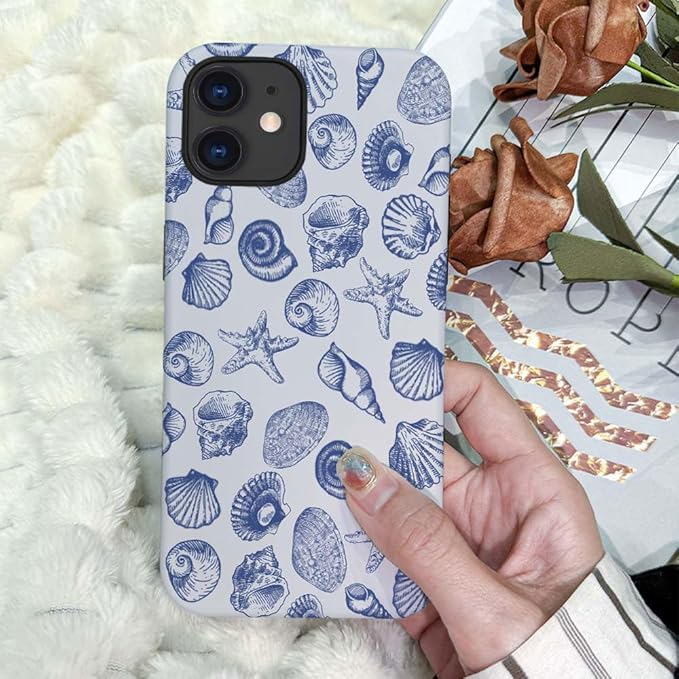 DAIZAG Case Compatible with for iPhone 12,Cute Blue Seashell Phone Case for iPhone 12 for Girl Women Boy Men
