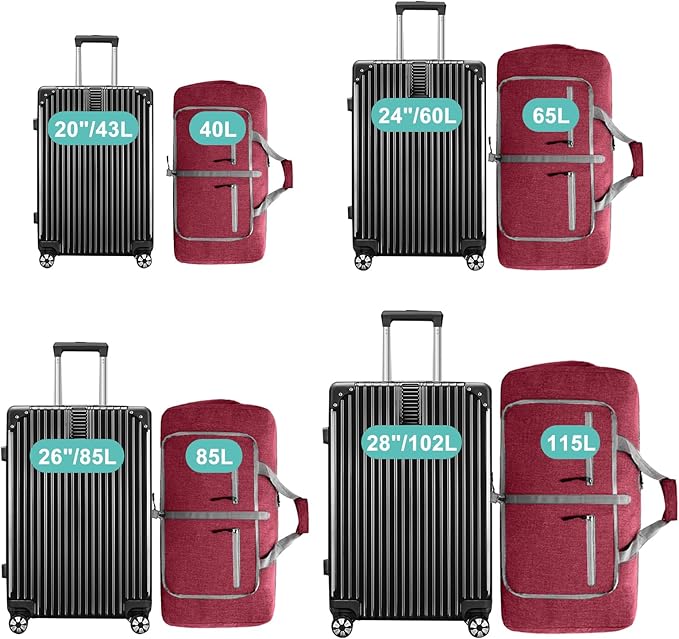 Dimayar 40L Travel Duffle Bag for Men Women - Foldable Duffel Bag with Shoes Compartment - Overnight Bags Waterproof & Tear Resistant(Red)