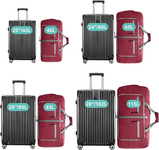 Dimayar 40L Travel Duffle Bag for Men Women - Foldable Duffel Bag with Shoes Compartment - Overnight Bags Waterproof & Tear Resistant(Red)