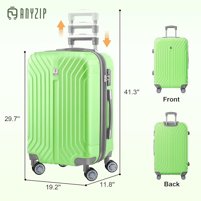 AnyZip Luggage Expandable PC ABS Durable Hardside Suitcase with Spinner Wheels TSA Lock Checked-Large 28 Inch LightGreen