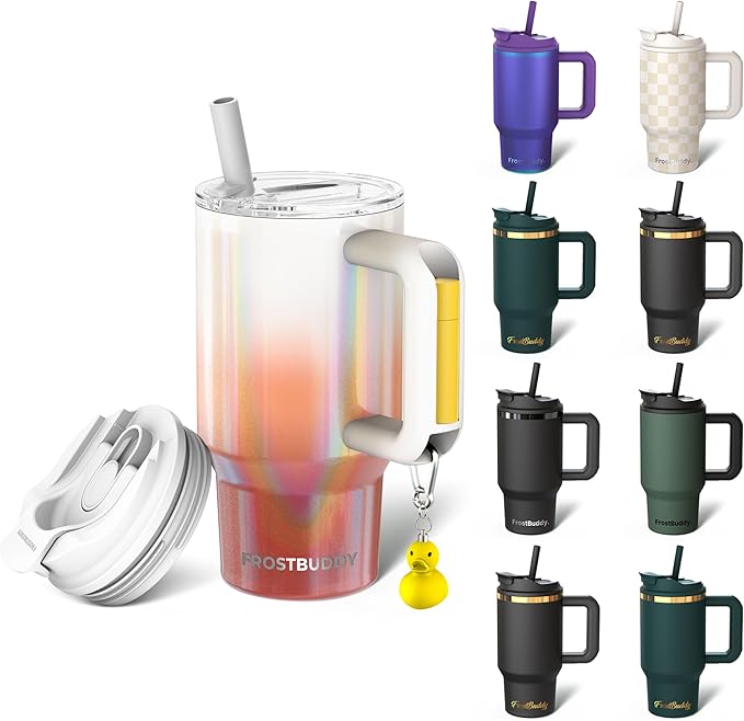 Thicc Buddy - 16 oz Stainless Steel Vacuum Insulated Tumbler with Lid and Straw for Water - Travel Mug Cupholder Friendly - Gifts for Women Men Him Her