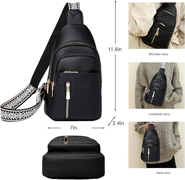 Leather Sling Bag for Women,Travel Small Sling Bag Crossbody Bags for Women-Vegan Leather Fanny Pack Crossbody Bags