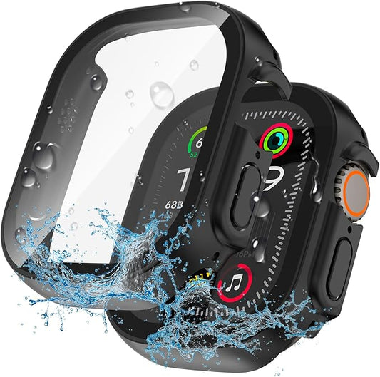 2 in 1 Waterproof Case for Apple Watch Screen Protector Ultra 1/2 Ultra 3(2025) 49mm with Tempered Glass [Overal Protective] Ultra-Thin PC Bumper Cover Compatible iWatch Accessories