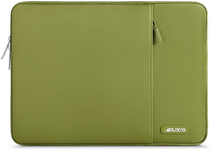 MOSISO Laptop Case 13.3 inch, 13-13.3 inch Laptop Sleeve Compatible with MacBook Air/Pro 13 / Pro 14, HP Dell ASUS Lenovo Notebook, Polyester Vertical Computer Sleeve Bag with Pocket, Chartreuse