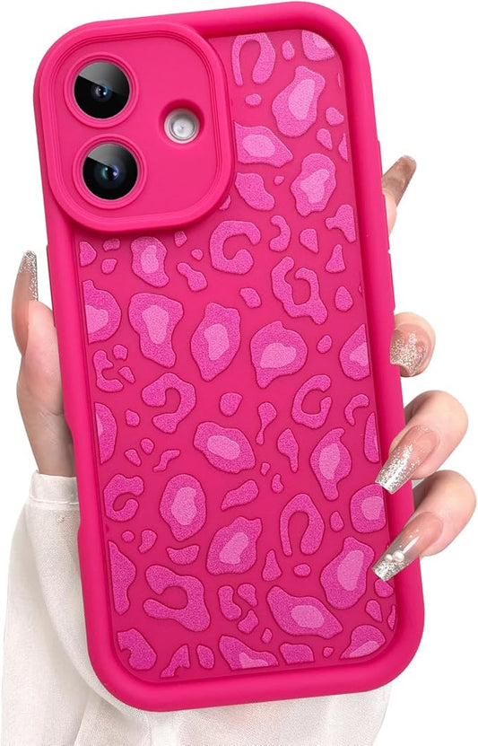KANGHAR Case Compatible with iPhone 17 Leopard Printed Pattern Cute Cheetah Phone Case Soft TPU Shockproof Protective Cover Designed for iPhone 17 6.3 Inch Hot Pink