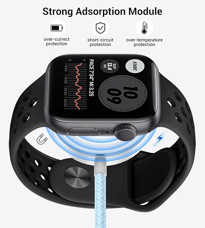 Temdan for Travel Vacation Essentials,3 in 2 USB C Cable for Apple Watch Charger/iPhone 17 Charger/Lightning,Multi Charging Cable Cord,Camping Essentials,Designed for iWatch & iPhone 16-12-4FT Blue