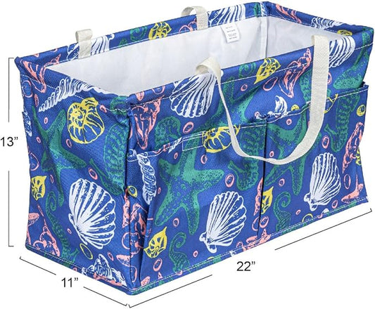 Household Essentials Sea Shell Krush Container All-Purpose Utility Tote with Pockets