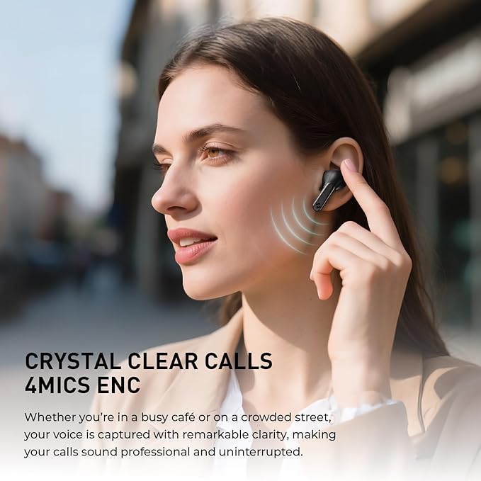 havit Wireless Earbuds Noise Cancelling, Bluetooth 5.4 Headphones with 4 ENC Noise Cancelling Mic, 40H Playtime, in-Ear Bluetooth Ear Buds 7 Preset EQs via App LED Display