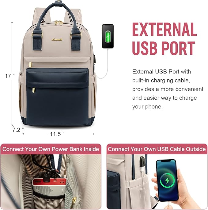 LOVEVOOK Laptop Backpack for Women 15.6 Inch Laptop Bag with USB Port, Fashion Waterproof Backpacks Teacher Nurse Stylish Travel Bags Vintage Daypacks for College Work