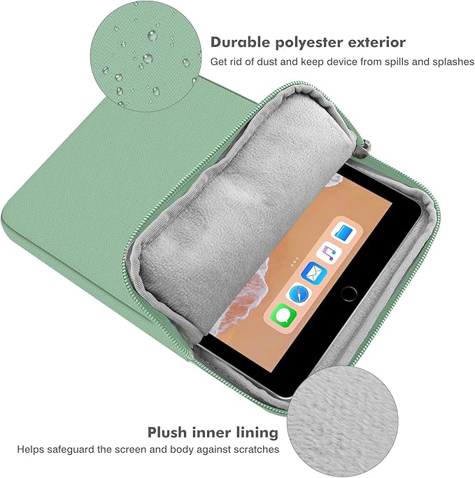 MoKo 9-11 Inch Tablet Sleeve Bag Carrying Case Fits New 11inch iPad Air M3, iPad A16 2025, iPad Pro 11 M4, Air 5/4/3, iPad 10/9/8th Gen, Tab S8/S9 11", Bodhi Green