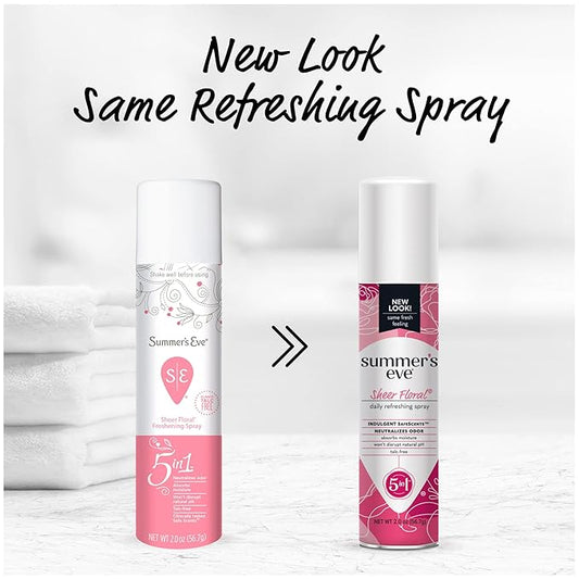 Summer's Eve Freshening Spray | Sheer Floral | 2 oz Size | Pack of 6 | pH Balanced, Dermatologist & Gynecologist Tested