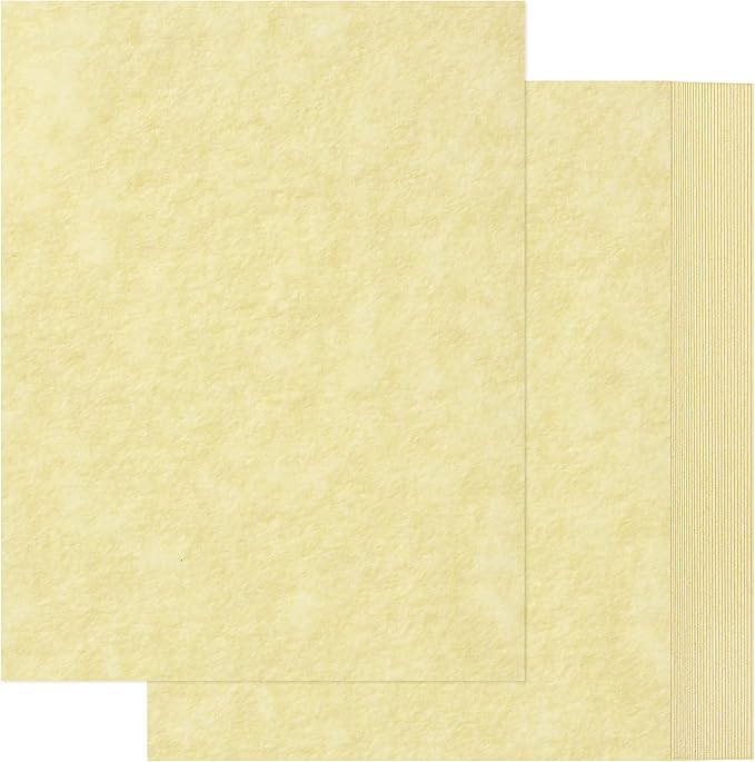 30 Sheets Parchment Paper - Creamy Yellow 8.5” x 11” Letter Size Parchment Card Stock 65lb Heavyweight Paper Thick Vintage Paper for Certificate, Crafts, Business Cards, Invitations PAP04CY